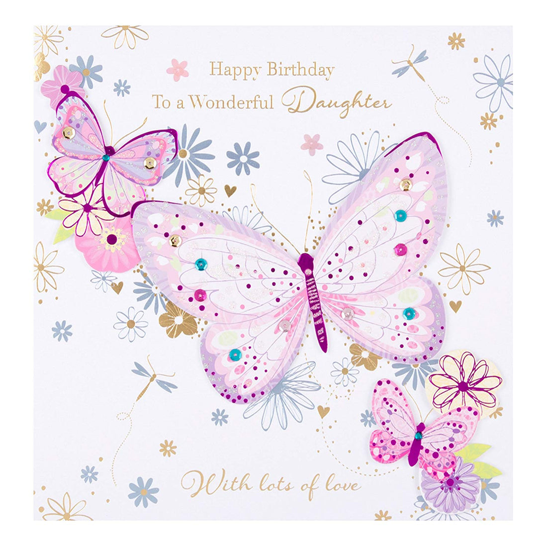 Large Luxury Handmade To A Wonderful Daughter Happy Birthday Card