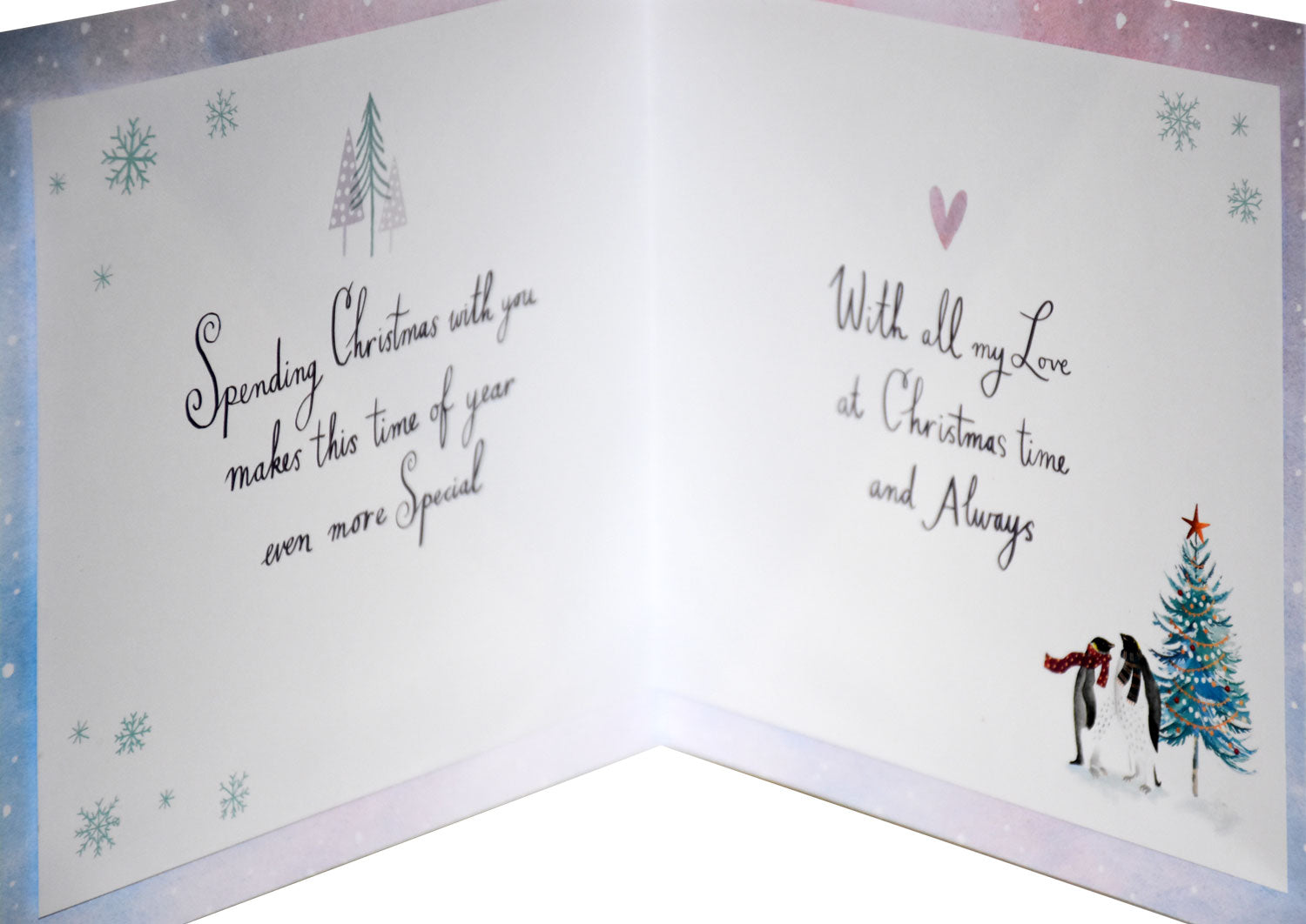 To My Wonderful Wife with Love at Christmas Penguins 3D Luxury Large Square Ling Design Christmas Card