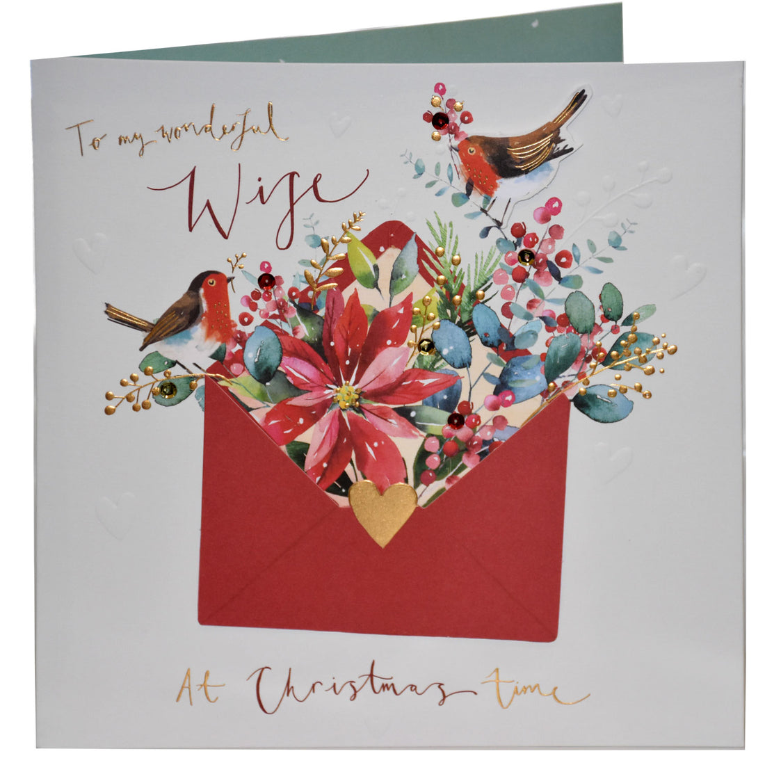 To My Wonderful Wife At Christmas Time 3D Luxury Large Square Ling Design Christmas Card