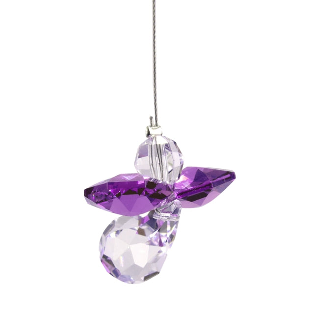 Amethyst February Birthday Crystal Guardian Angel Hanging Charm Birthstone