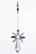 February Birthstone Amethyst Crystal Large Guardian Angel Hanging Charm