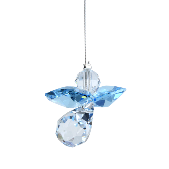 Aquamarine March Birthday Crystal Guardian Angel Hanging Charm Birthstone