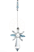 March Birthstone Aquamarine Crystal Large Guardian Angel Hanging Charm