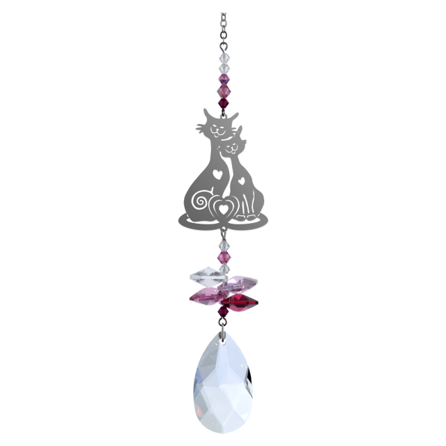 Cats In Love Fantasy Hanging Swarovski Sun-catcher Embellished with Crystals from Swarovski®