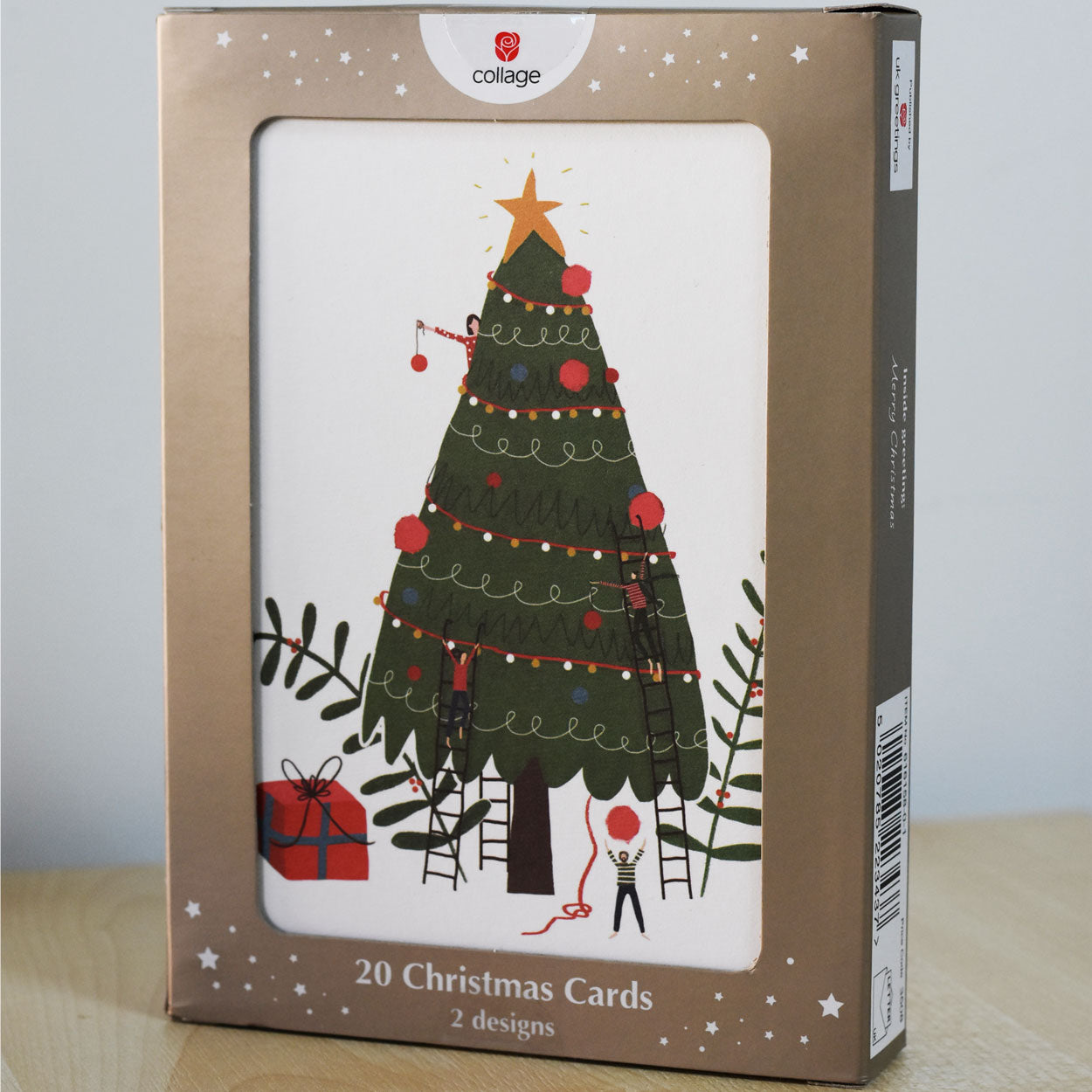 Contemporary Xmas Tree & Presents Stack - 20 Premium Christmas Cards in 2 Designs