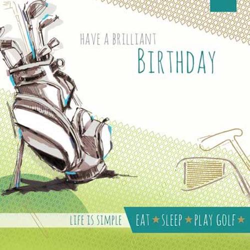 Time For Golf - Eat Sleep Play - Brilliant  Birthday Greeting Card (II0855)