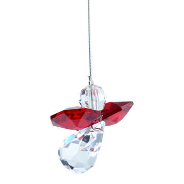 Garnet January Birthday Crystal SMALL Guardian Angel Hanging Charm Birthstone