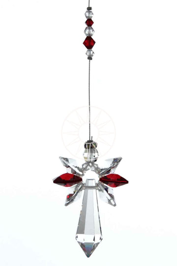 Garnet January Birthday Crystal LARGE Guardian Angel Hanging Charm Birthstone