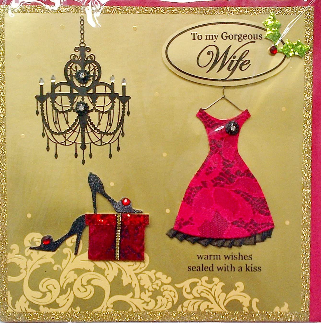 To my Gorgeous Wife Sealed with a Kiss Collectable Greeting Card at Christmas