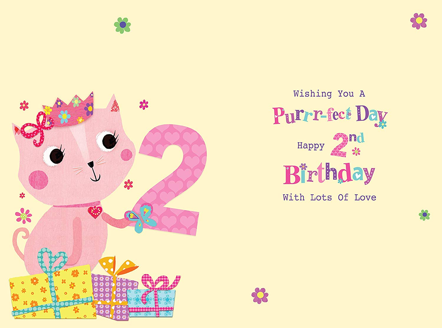 To A Special Granddaughter's 2nd Birthday - 2 Today Cat & Presents Greeting Card