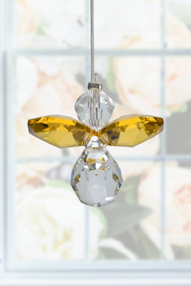 November Birthstone Topaz Crystal Guardian Angel Hanging Charm