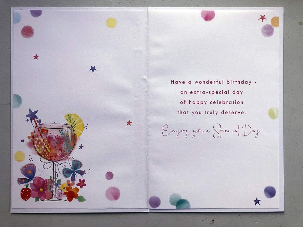 You're Fantastic at 50 Sister Sparkling Exotic Floral Drink Gold Foil 50th Birthday Greeting Card by Kingfisher