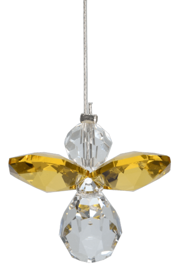 November Birthstone Topaz Crystal Guardian Angel Hanging Charm