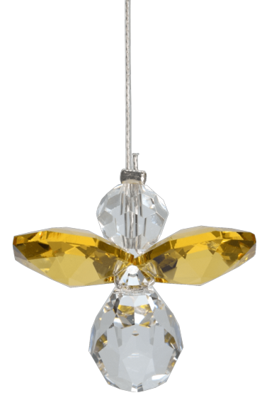 November Birthstone Topaz Crystal Guardian Angel Hanging Charm