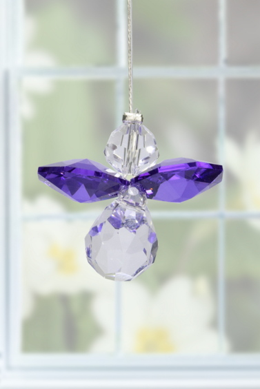 Amethyst February Birthday Crystal Guardian Angel Hanging Charm Birthstone