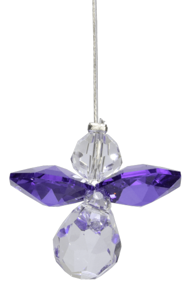 Amethyst February Birthday Crystal Guardian Angel Hanging Charm Birthstone