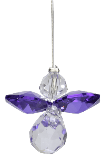 Amethyst February Birthday Crystal Guardian Angel Hanging Charm Birthstone