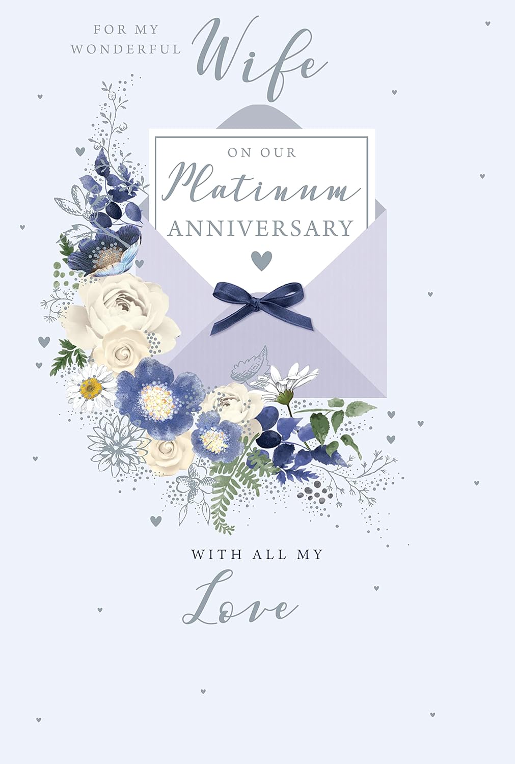 My Wonderful Wife on Our Platinum Anniversary With Love 70th Roses Flowers Gold Foil Greeting Card