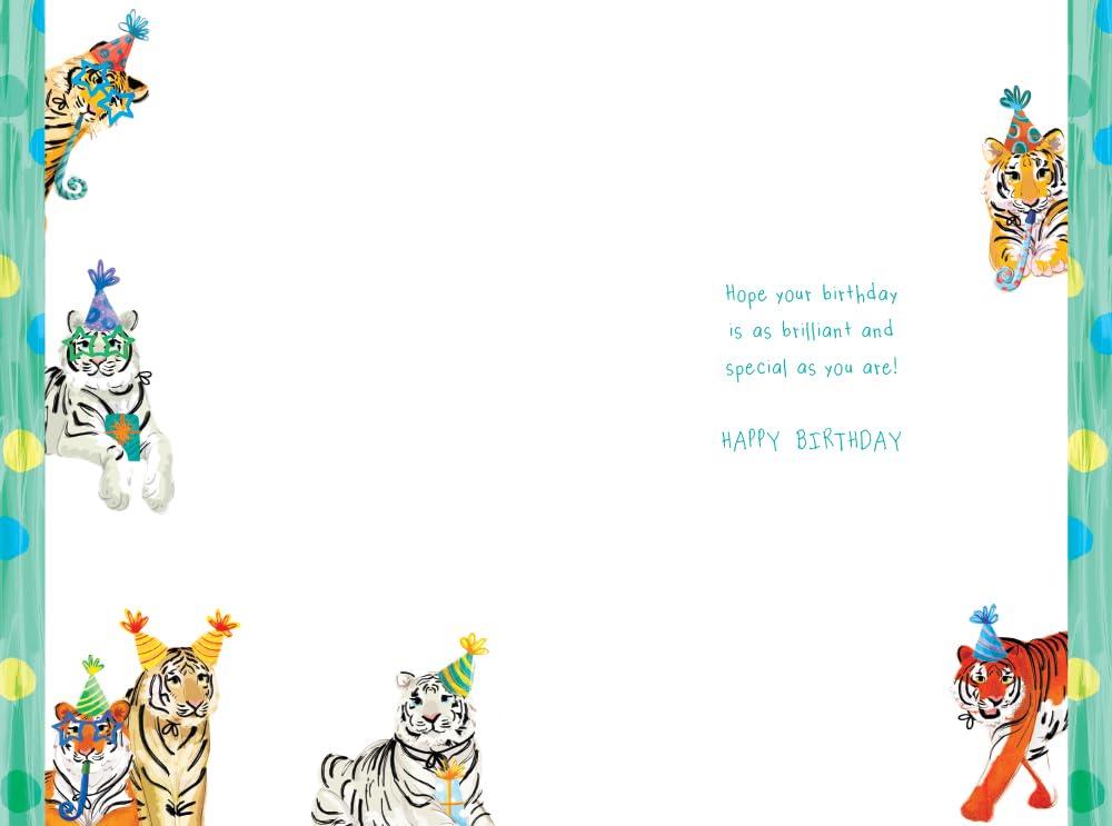 Grandson 7th Birthday Card Age 7 Tigers Party Fun Printed Insert Lovely Verse
