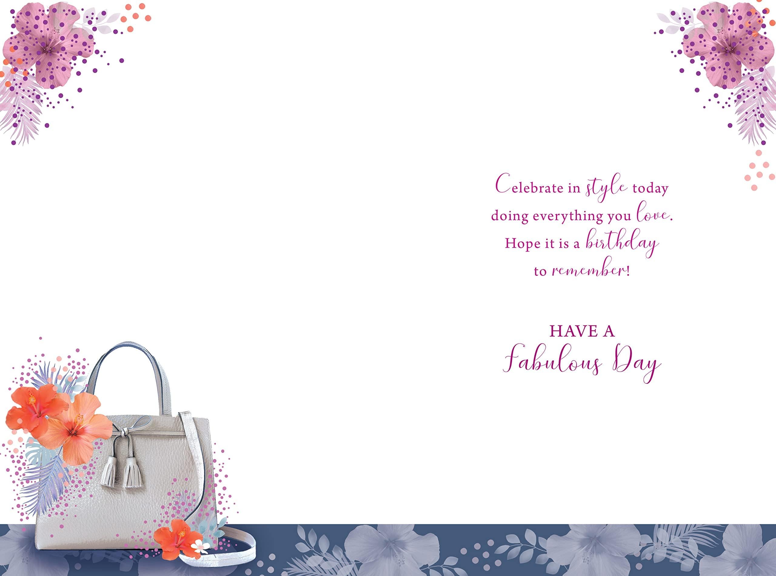 For A Special Sister 60 Today 60th Birthday Hibiscus Flowers Handbag Silver Foil Greeting Card