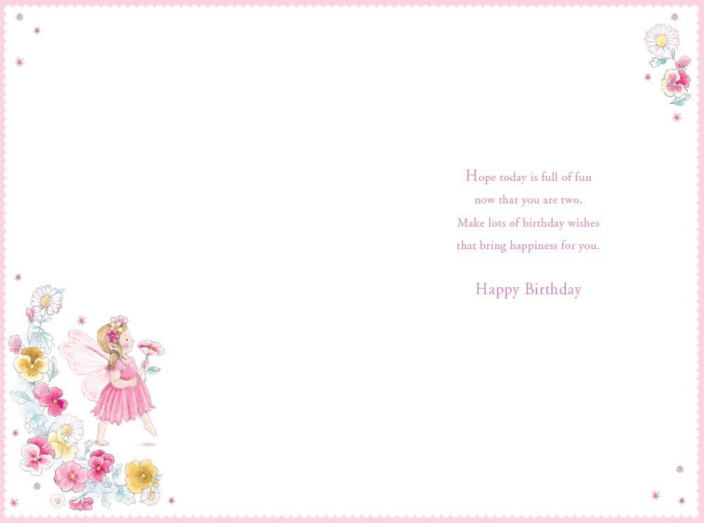 Great Granddaughter 2nd Birthday Card Age 2 Daisy Fairy 9'' x 6'' Lovely Verse