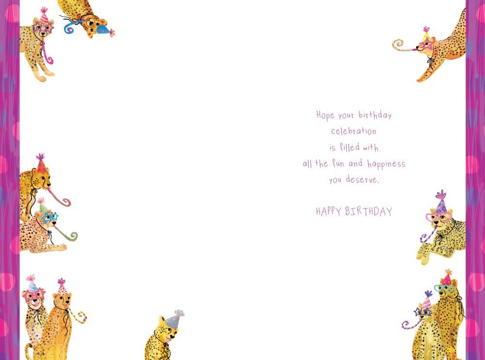 Great Granddaughter 11th Birthday Card Age 11 Cheetahs Party Lovely Verse Insert