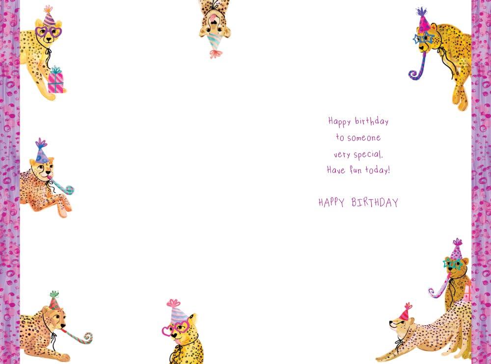 Granddaughter 8th Birthday Card Age 8 Cheetahs Leopards with Lovely Verse Insert