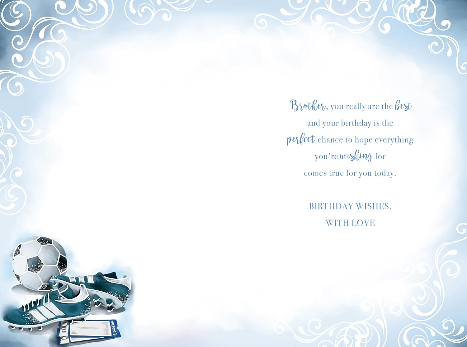 For You Brother 13 Today! Happy Birthday Luxury Football Boots & Ball Silver Foil Greeting Card by Kingfisher