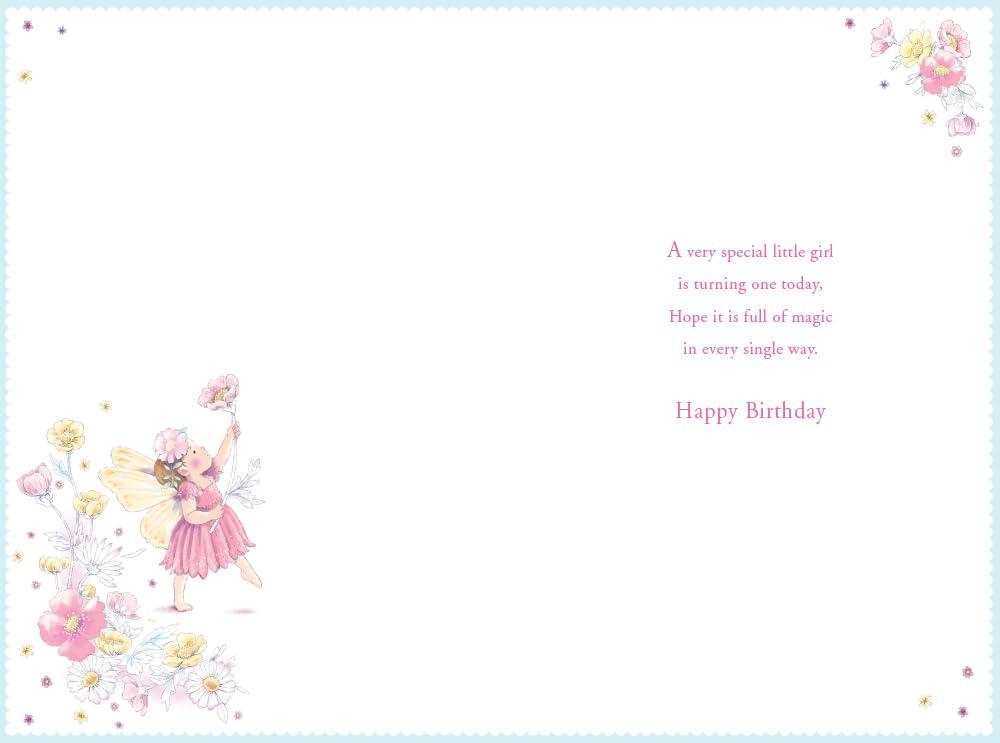 Niece 1st Birthday Card Age 1 Daisy Fairy 9'' x 6'' Lovely Verse with Gold Foil