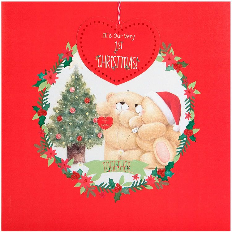 Hallmark Forever Friends 1st Christmas 'Sweet and Sparkly Times' - Medium Square Xmas Card