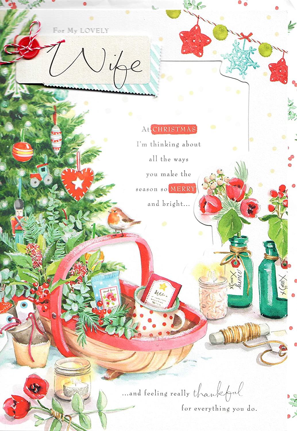 For My Lovely Wife Traditional Christmas Card Lucy Cromwell Large