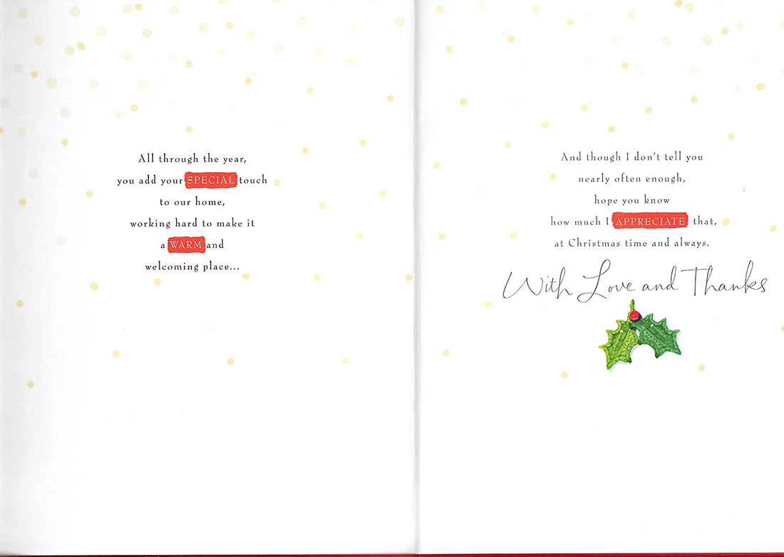 For My Lovely Wife Traditional Christmas Card Lucy Cromwell Large