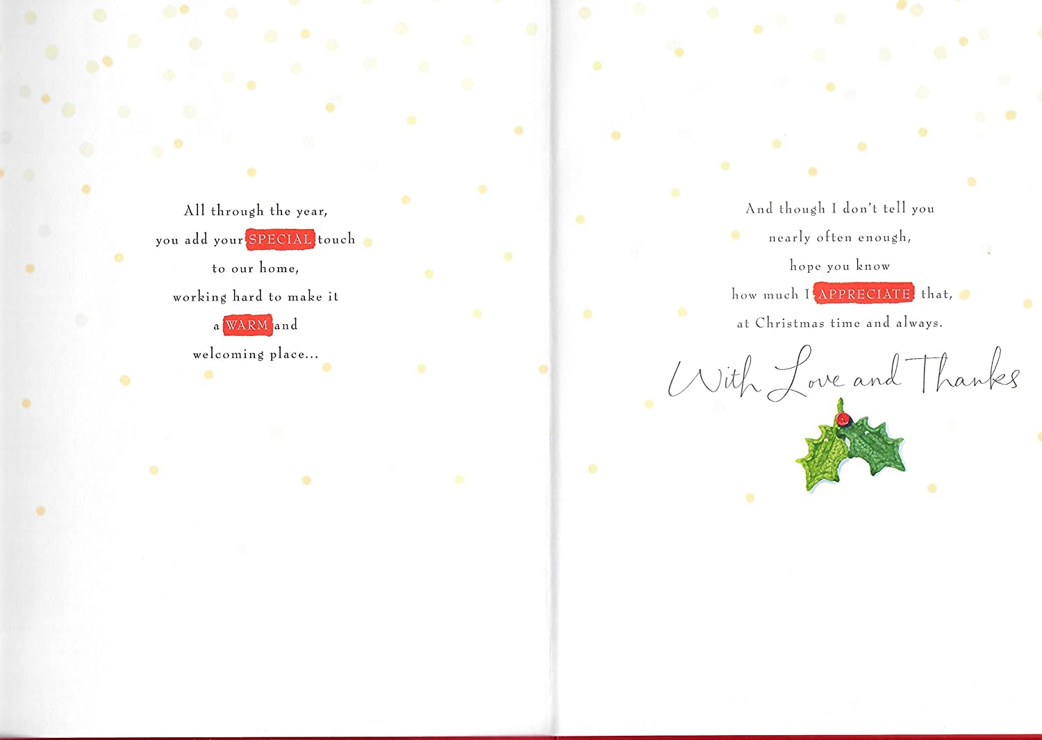 For My Lovely Wife Traditional Christmas Card Lucy Cromwell Large