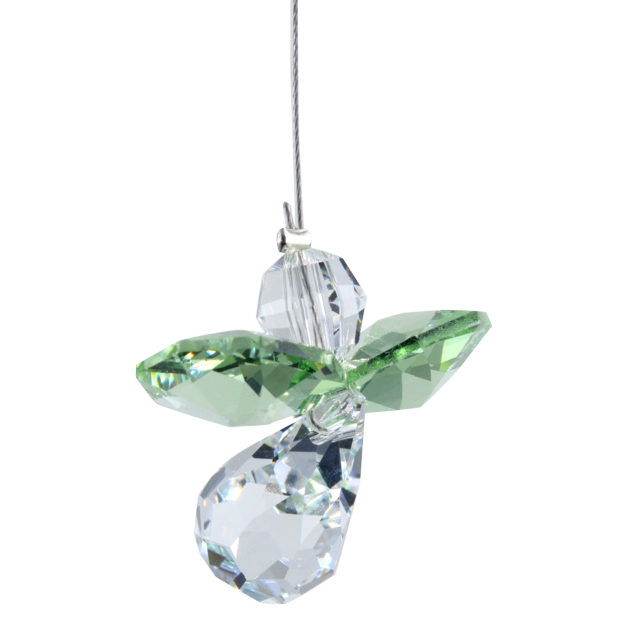 August Birthstone Peridot Crystal Guardian Angel Hanging Charm