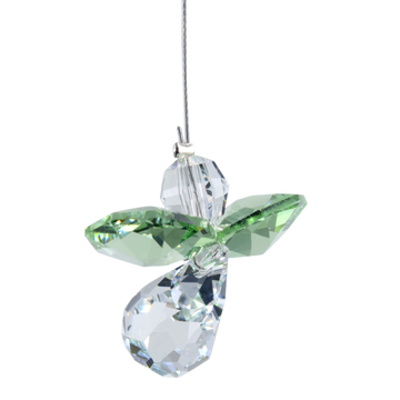 August Birthstone Peridot Crystal Guardian Angel Hanging Charm