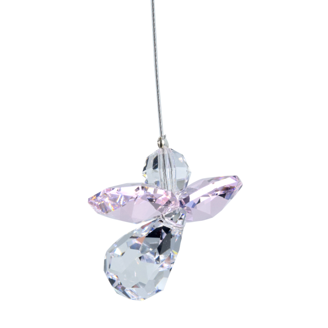 October Birthstone Rose Crystal Guardian Angel Hanging Charm