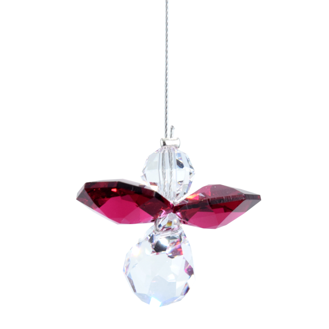 July Birthstone Ruby Crystal Guardian Angel Hanging Charm