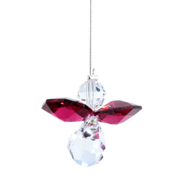 July Birthstone Ruby Crystal Guardian Angel Hanging Charm