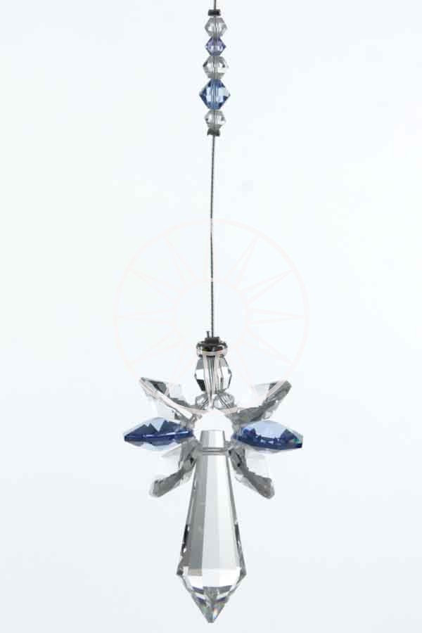 September Birthstone Sapphire Crystal Large Guardian Angel Hanging Charm