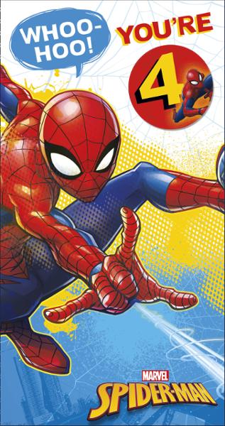 Spider-Man You're 4 Birthday Card 