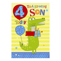 4th Birthday To A Special Son 4 Today Crocodile & Presents Design Happy Birthday Card