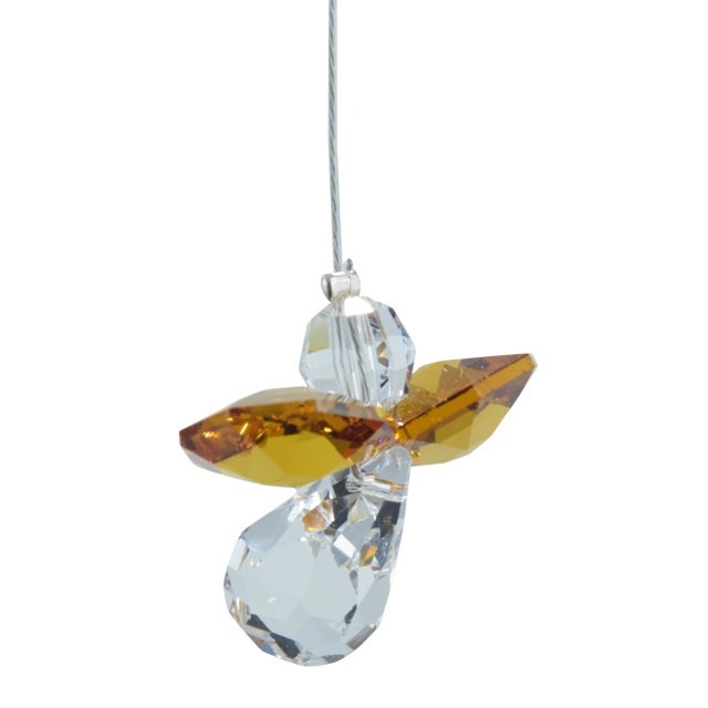 November Birthstone Topaz Crystal Guardian Angel Hanging Charm