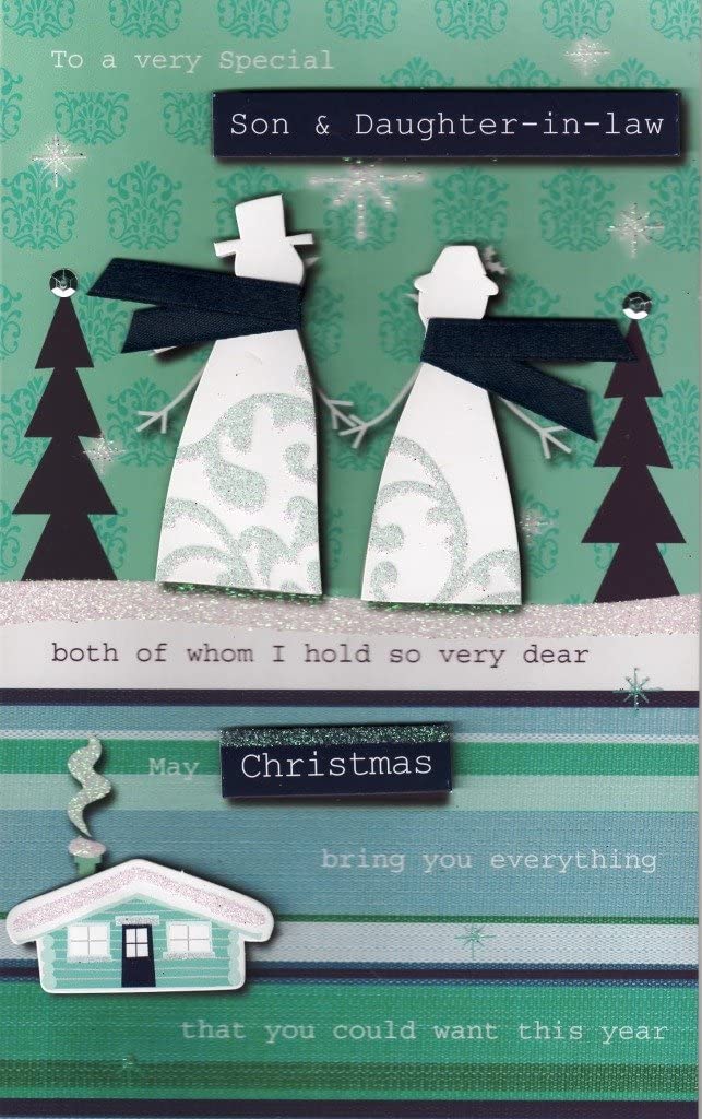 Son & Daughter-In-Law Luxury 3D Christmas Card Xmas Cards Nice Message Verse